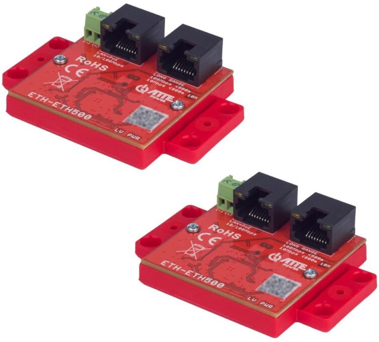 Extender LAN+PoE ATTE ETH-ETH500-SET, extindere retea si alimentare camere IP pana la 800m, UTP, 100Mbps/500m, fara configurare, IP20