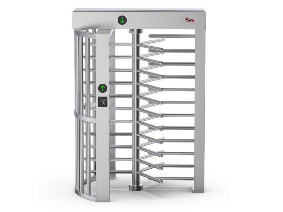 Turnichet Safer SAF-411, bidirectional, otel inoxidabil, 1460x 1250x 2300mm, latime pasaj 666mm, 24VDC, indicator LED, RS485