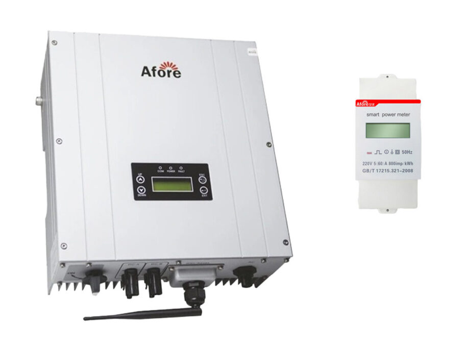 Kit invertor On-Grid monofazat 3kW si contor de energie 10kWA, Afore HNS3000TL-2+SMART