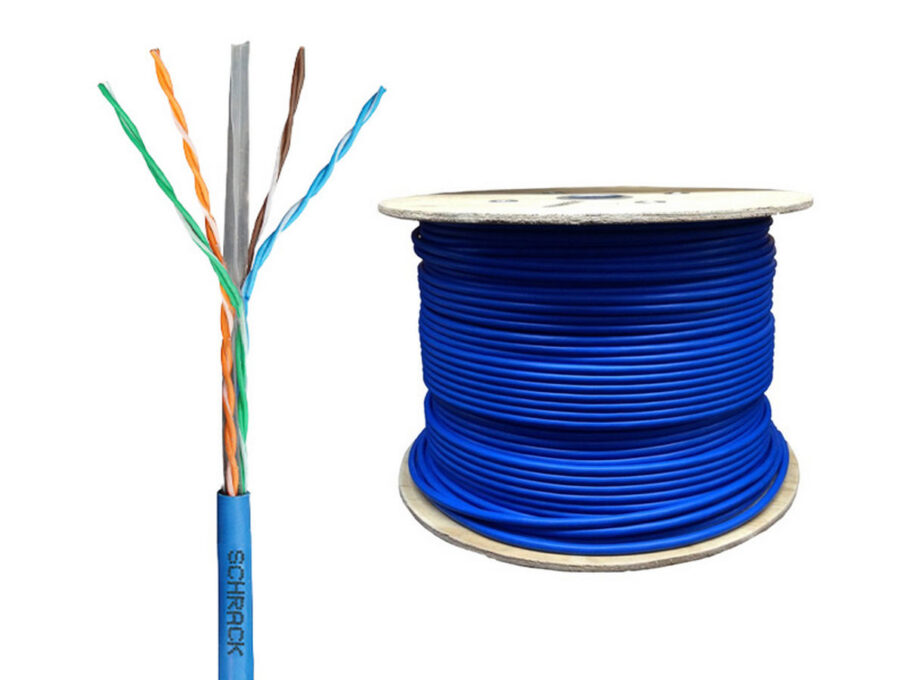 Cablu U/UTP Cat 6, neecranat, 4x 2x AWG24/1, cupru, 1000Base-T, 500m, conform standardului EN50575, PVC albastru, Schrack HSEKU423P5 1 Cablu U/UTP Cat 6, neecranat, 4x 2x AWG24/1, cupru, 1000Base-T, 500m, conform standardului EN50575, PVC albastru, Schrack HSEKU423P5