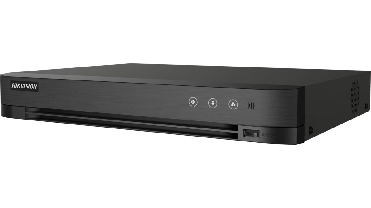 DVR 8 canale, 2MP Full HD, Hikvision Acusense iDS-7208HQHI-M1/XT, HDTVI/CVI/AHD/IP, Audio prin Coaxial, 1x SATA max. 10TB