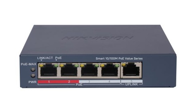Switch 4 porturi PoE, Hikvision DS-3E1105P-EI/M, 1 port 10/100Mbps RJ45, 45W 1 Switch 4 porturi PoE, Hikvision DS-3E1105P-EI/M, 1 port 10/100Mbps RJ45, 45W