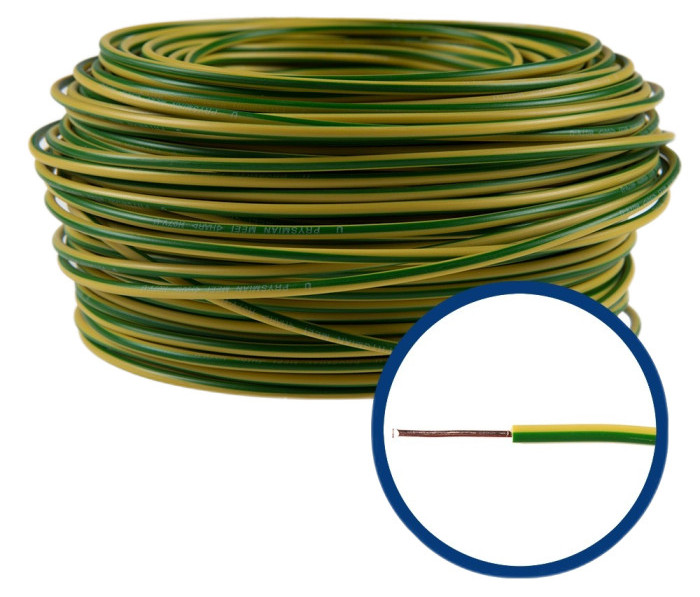 Conductor FY 2,5 mm, solid, 100 m, FY2.5-GALBEN-VERDE 1 Conductor FY 2,5 mm, solid, 100 m, FY2.5-GALBEN-VERDE