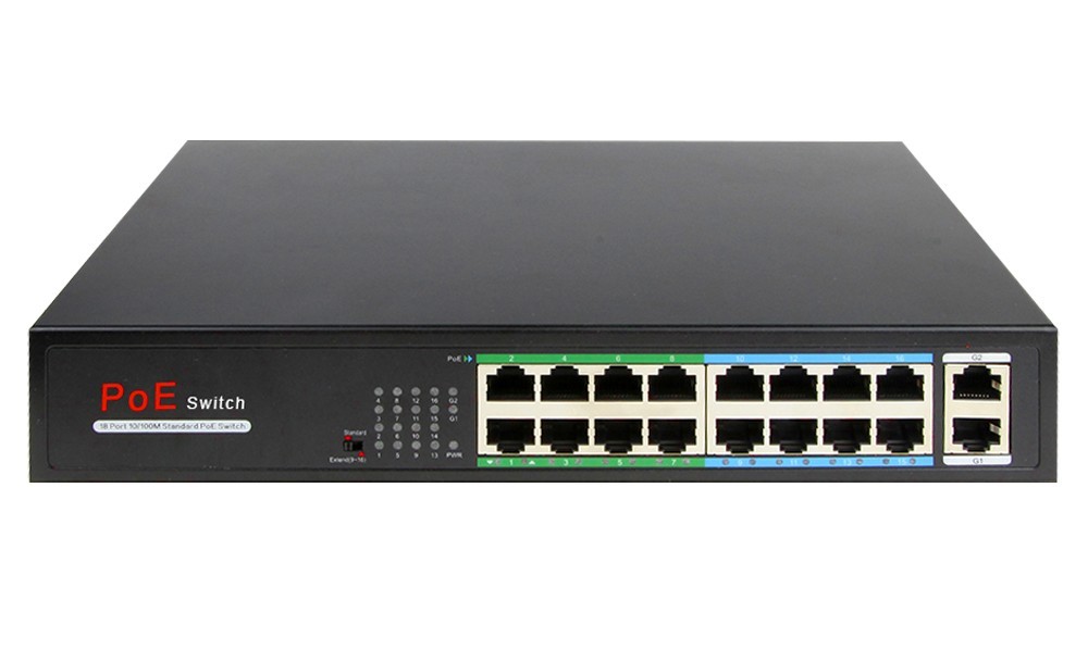 Switch SW1816POE-160-E, 16 porturi RJ45+2 RJ45 Uplink, 160W, POE