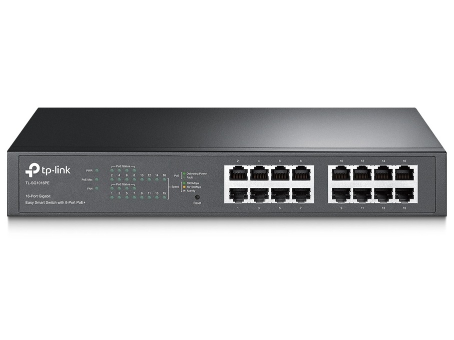 Switch Gigabit Tp-Link TL-SG1016PE, 16 Porturi, 8x PoE +, 110W, montare in rack 1 Switch Gigabit Tp-Link TL-SG1016PE, 16 Porturi, 8x PoE +, 110W, montare in rack