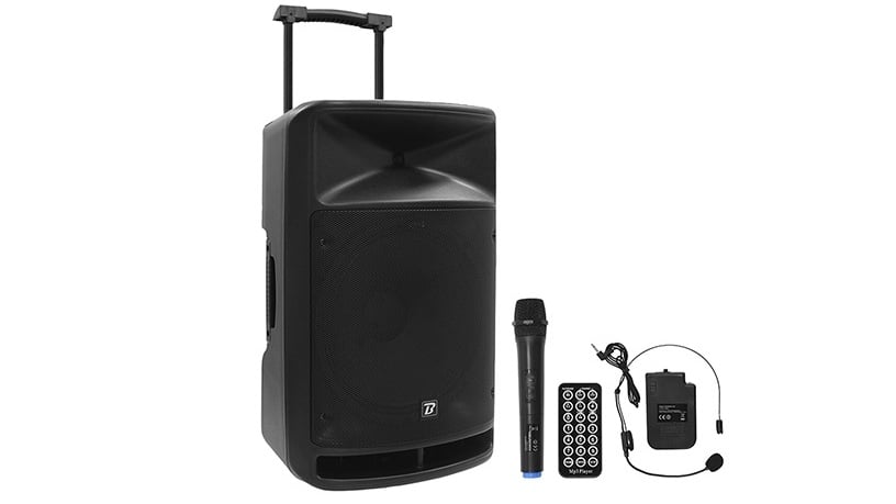 Boxa portabila BoomToneDJ TRAVELSOUND15, 15 inch/ 38cm, 800W, Bluetooth, USB, FM, microSD, 2 microfoane VHF, telecomanda 1 Boxa portabila BoomToneDJ TRAVELSOUND15, 15 inch/ 38cm, 800W, Bluetooth, USB, FM, microSD, 2 microfoane VHF, telecomanda