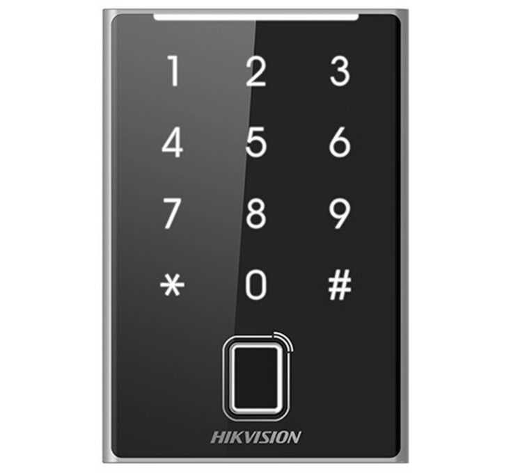 Cititor de proximitate Hikvision DS-K1109DKFB, Mifare, Bluetooth, Wiegand, tastatura, amprenta, IP65 1 Cititor de proximitate Hikvision DS-K1109DKFB, Mifare, Bluetooth, Wiegand, tastatura, amprenta, IP65