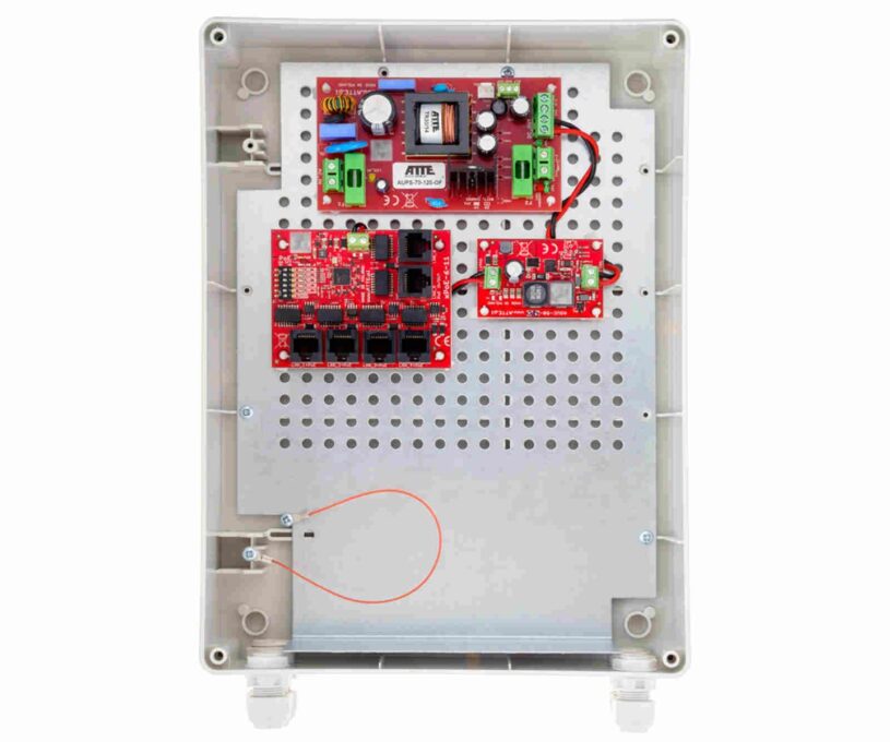 Kit buffer PoE Atte Power IPUPS-5-11-XL2, 5 porturi PoE, 1x uplink, 12V, 72W, IP56