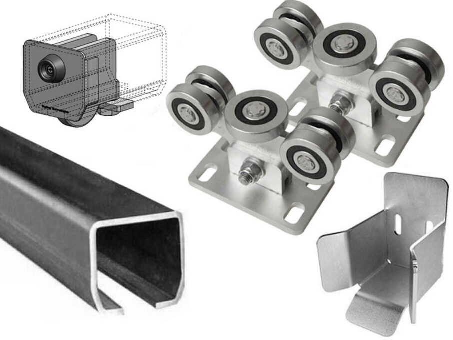 Feronerie poarta culisanta autoportanta in consola 400Kg, sina 6m galvanizata C65H