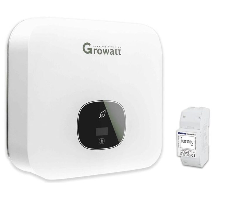 Invertor Monofazat, 3 kW, Wi-Fi, Eficienta 97.6% si Contor inteligent Monofazic, Growatt MIC3000-Meter1