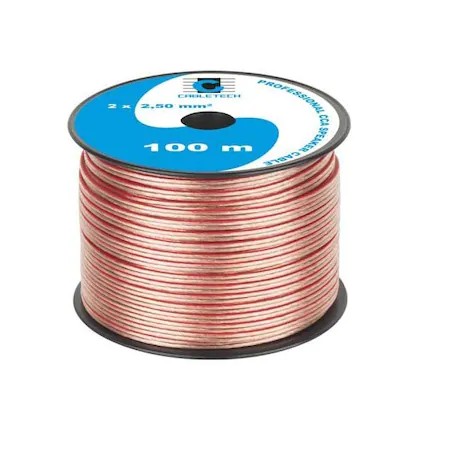 Cablu boxe 80V, 2 x 2.50mm, Rola 100m, Cabletech KAB0360 1 Cablu boxe 80V, 2 x 2.50mm, Rola 100m, Cabletech KAB0360