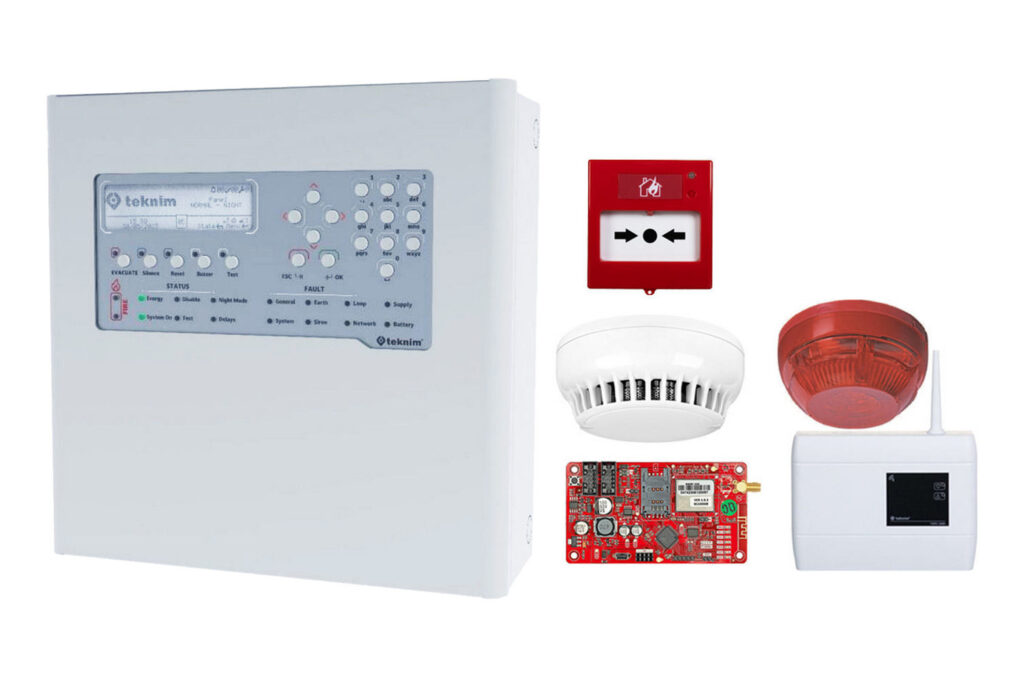Kit centrala detectie incendiu adresabila, 4 bucle, 72 zone, cu modul comunicare, detector, repetor, buton, sirena, Teknim KIT-TFP2214-TXM5474-ACC 1 Kit centrala detectie incendiu adresabila, 4 bucle, 72 zone, cu modul comunicare, detector, repetor, buton, sirena, Teknim KIT-TFP2214-TXM5474-ACC