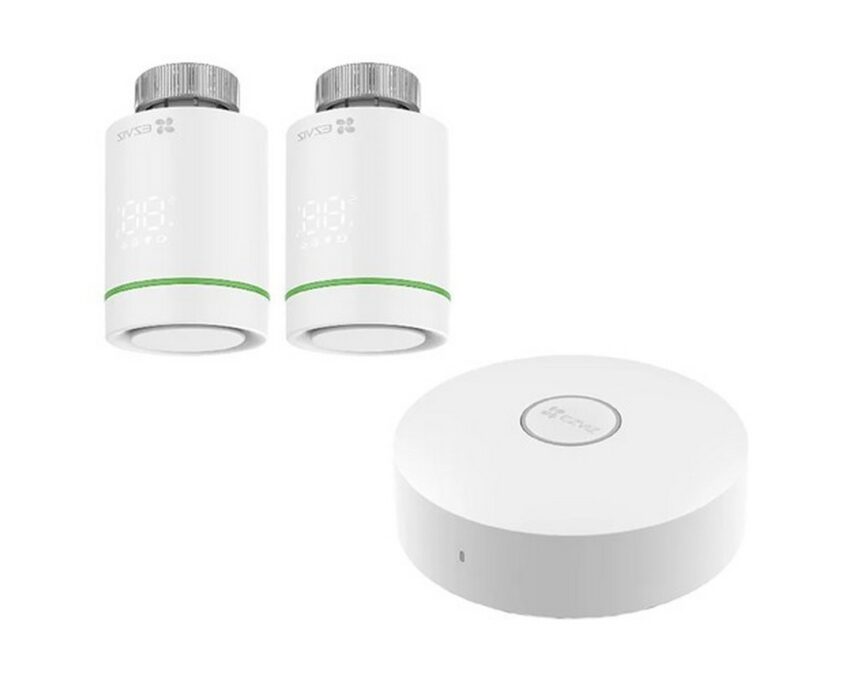 Kit Gateway si 2 termostate inteligente Ezviz CS-T55/A3, afisaj LED, comunicare Wireless 2.4 GHz ZigBee, precizie 0.5 grade 1 Kit Gateway si 2 termostate inteligente Ezviz CS-T55/A3, afisaj LED, comunicare Wireless 2.4 GHz ZigBee, precizie 0.5 grade