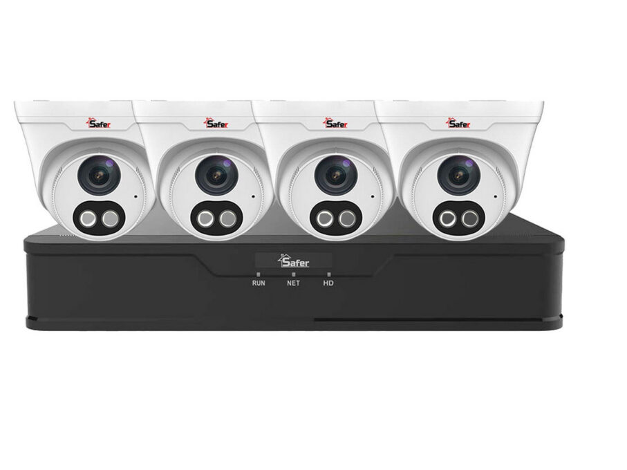 Kit de supraveghere IP Profesional, 4 camere de interior 4MP, LED 30 metri 2.8 mm, NVR cu PoE, Safer KITIP-4X-4MP2830POE-1