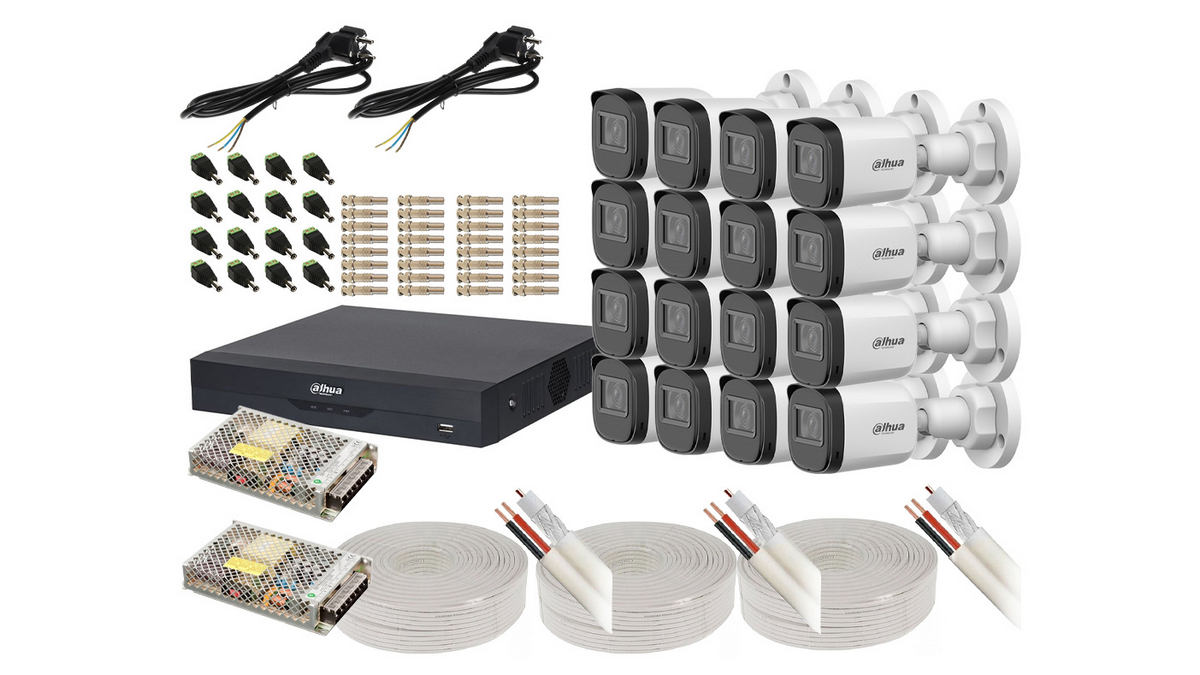 Kit de supraveghere video 16 camere exterior, accesorii incluse, rezolutie 2MP Full HD KITEXT16FHD-K-1 1 Kit de supraveghere video 16 camere exterior, accesorii incluse, rezolutie 2MP Full HD KITEXT16FHD-K-1