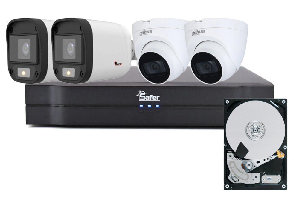Kit mixt de supraveghere video, 4 camere, 5 MP, DVR 4 canale, HDD 2 TB, Safer KITSAF4X-5MP2028UHDDMX