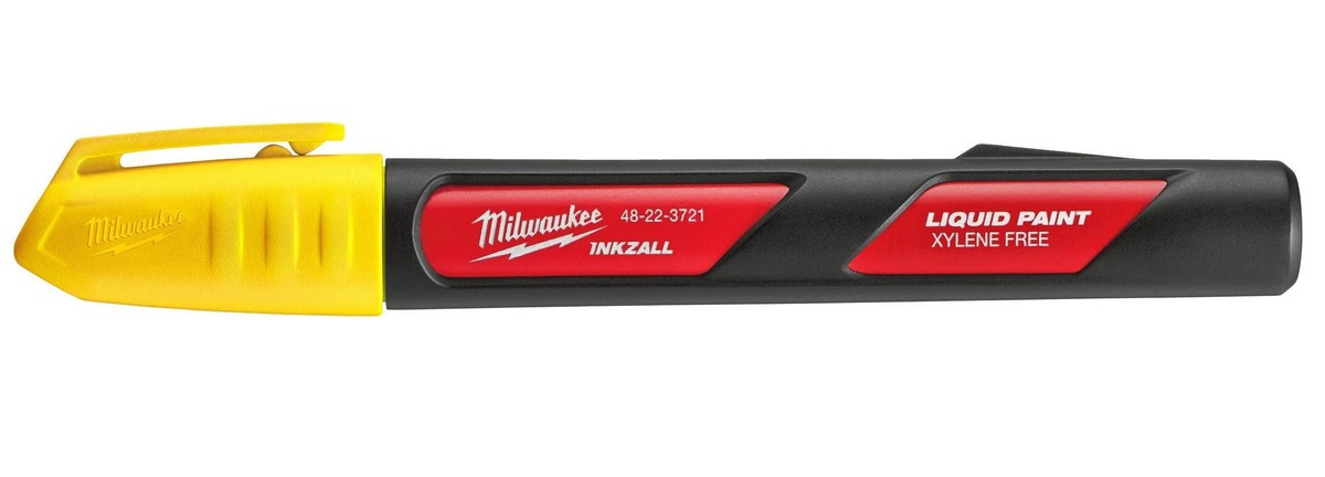 Marker de santier galben INKZALL Milwaukee, corp metalic, rezistent la apa si raze UV, 48223721 1 Marker de santier galben INKZALL Milwaukee, corp metalic, rezistent la apa si raze UV, 48223721