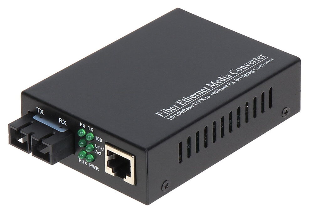 Media convertor SM, conector SC/PC, 10/100 Mbps, transmisie 25km, Safer OM2-SM 1 Media convertor SM, conector SC/PC, 10/100 Mbps, transmisie 25km, Safer OM2-SM