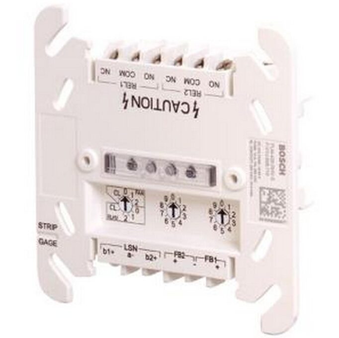 Modul interfata releu Bosch FLM-420-RHV-D, montare pe sina DIN, 2 iesiri releu 230V, 2 izolatoare, indicator LED