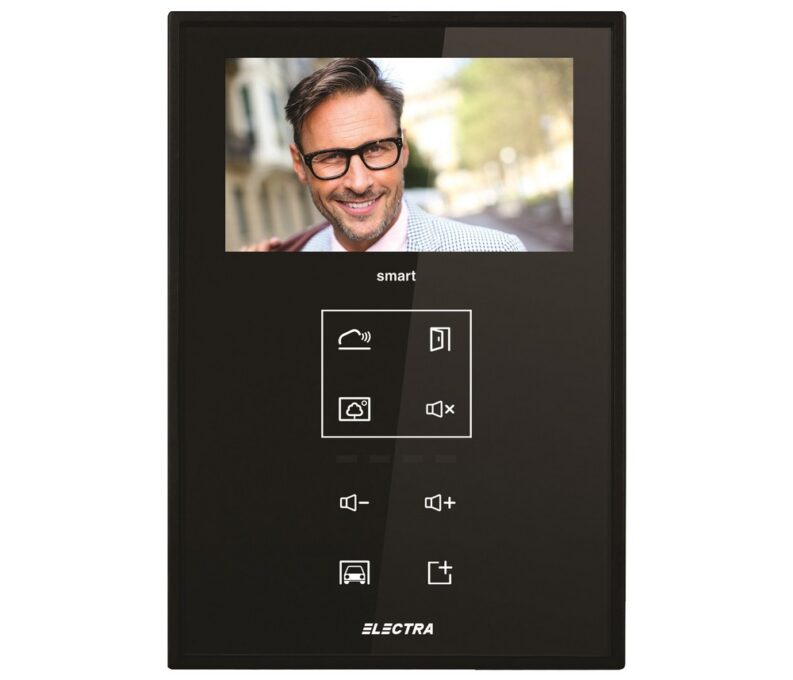 Monitor videointerfon de interior, 4.3 inch, Smart LCD color, taste touch, negru, montaj aparent, IP 31, Electra VTM.4S083.ELBTL