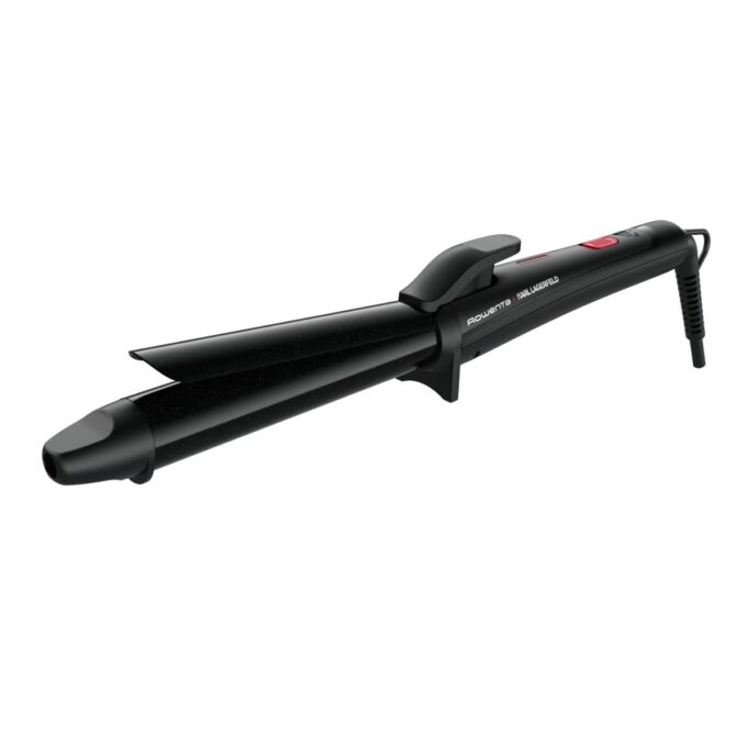 Ondulator de par Rowenta Karl Lagerfeld CF321LF0  înveliș exclusiv Keratin & Glow  200°C  cablul 1.8m  negru&roșu