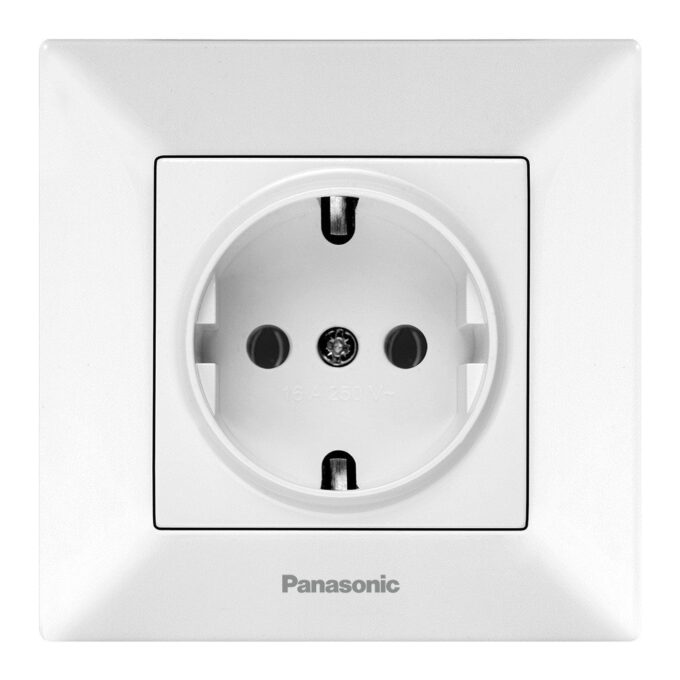 Priza Schuko 2P+E Panasonic P-AS, 250V, 16A, alba 1 Priza Schuko 2P+E Panasonic P-AS, 250V, 16A, alba