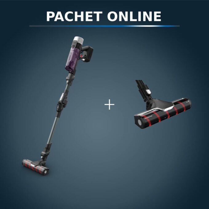 Pachet PROMO Aspirator vertical Rowenta X-Force Flex 9.60 Allergy RH2048WO & Cap de aspirare cu perie pentru parchet Rowenta ZR045010