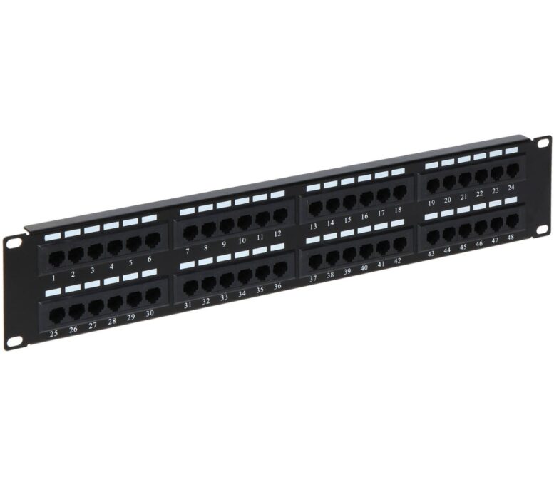 Patch panel 19 inch, 48 porturi Cat5E, 2U, organizator cabluri, Safer PATCHPANEL-C5E-48P 1 Patch panel 19 inch, 48 porturi Cat5E, 2U, organizator cabluri, Safer PATCHPANEL-C5E-48P