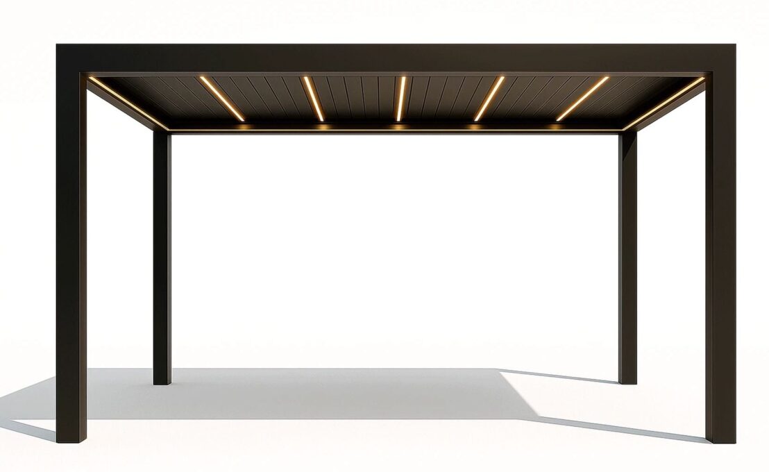 Pergola bioclimatica Virtuoso 23-824/LED, 3000x4000x2500mm, acoperis reglabil, panou control lumini, aluminiu