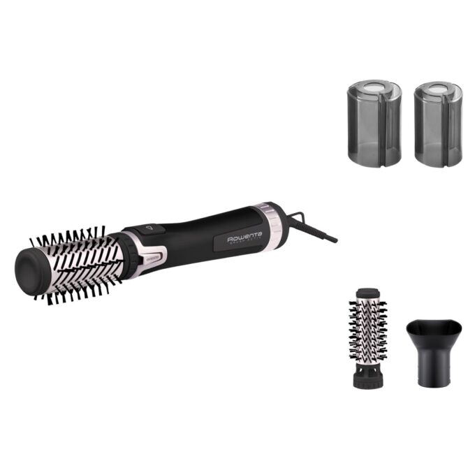 Perie rotativa Rowenta Brush Activ' Dry & Style CF9550F0 1000 W generator de ioni jet de aer rece inel de agatare negru