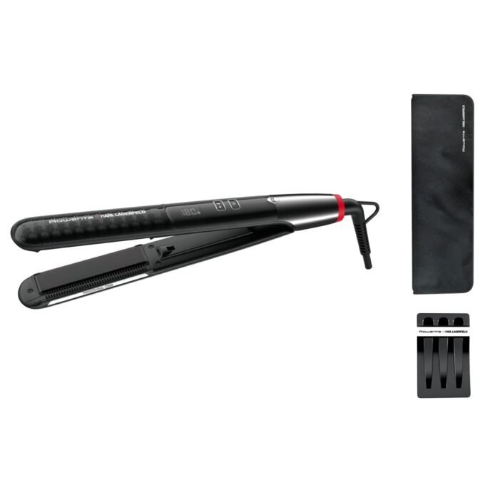 Placă de păr Rowenta Karl Lagerfeld Pro Stylist SF467LF0  invelis Keratin & Glow  temperatură variabilă  ecran LCD  generator de ioni  oprire auto