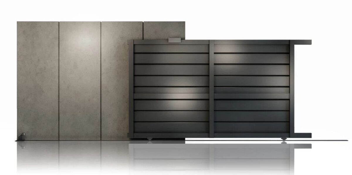 Poarta culisanta Baldur Virtuoso 50-839/7016, 4000x1800mm, aluminiu, gri antracit, deschidere stanga/dreapta