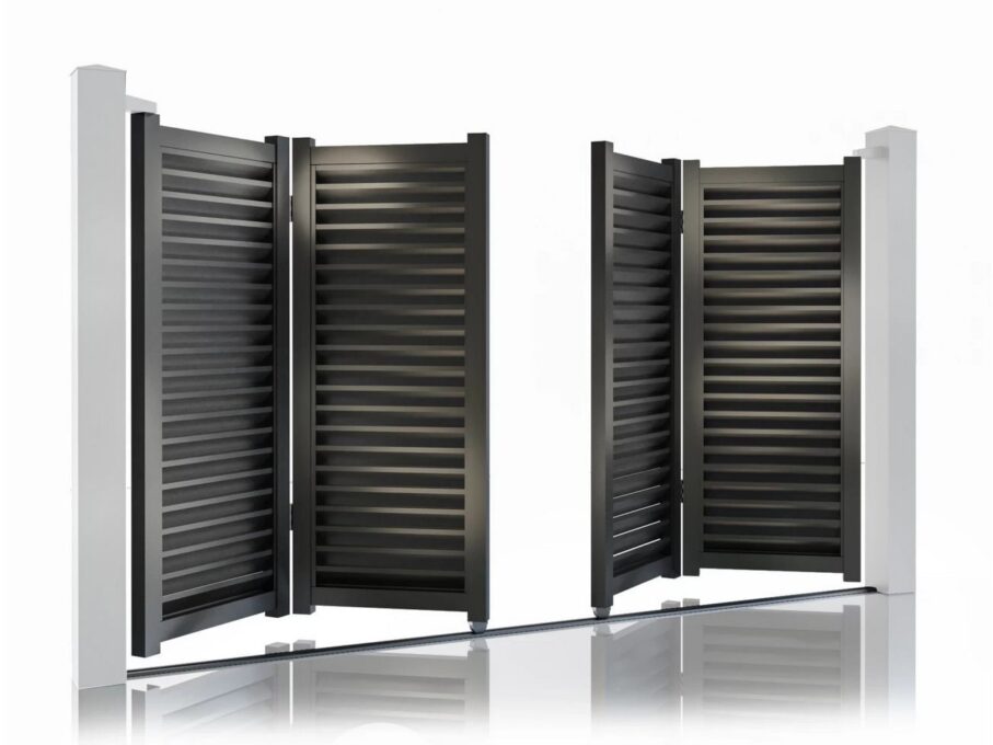Poarta auto bi-fold aluminiu Virtuoso Jaluzea Suprem, 3000x1800mm, gri antracit, vopsit electrostatic, 50-819/7016/3.0