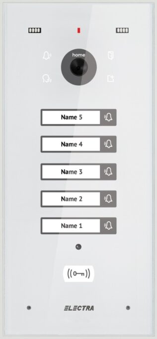 Post exterior videointerfon VPH.05F03.ELWTL, pentru 5 familii, montaj aparent, cititor RFID, culoare alba