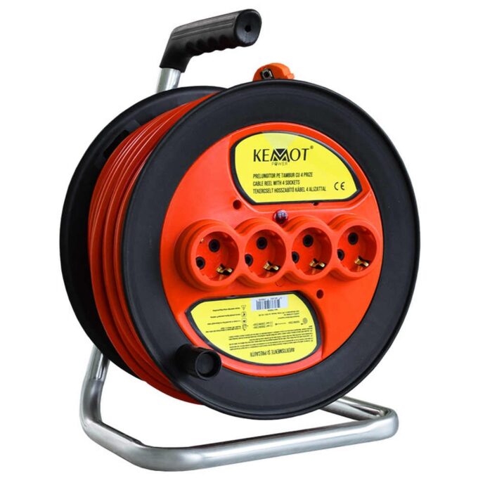 Prelungitor electric cu tambur, 3x2.5mm, lungime 20m, Kemot PS25T20 1 Prelungitor electric cu tambur, 3x2.5mm, lungime 20m, Kemot PS25T20