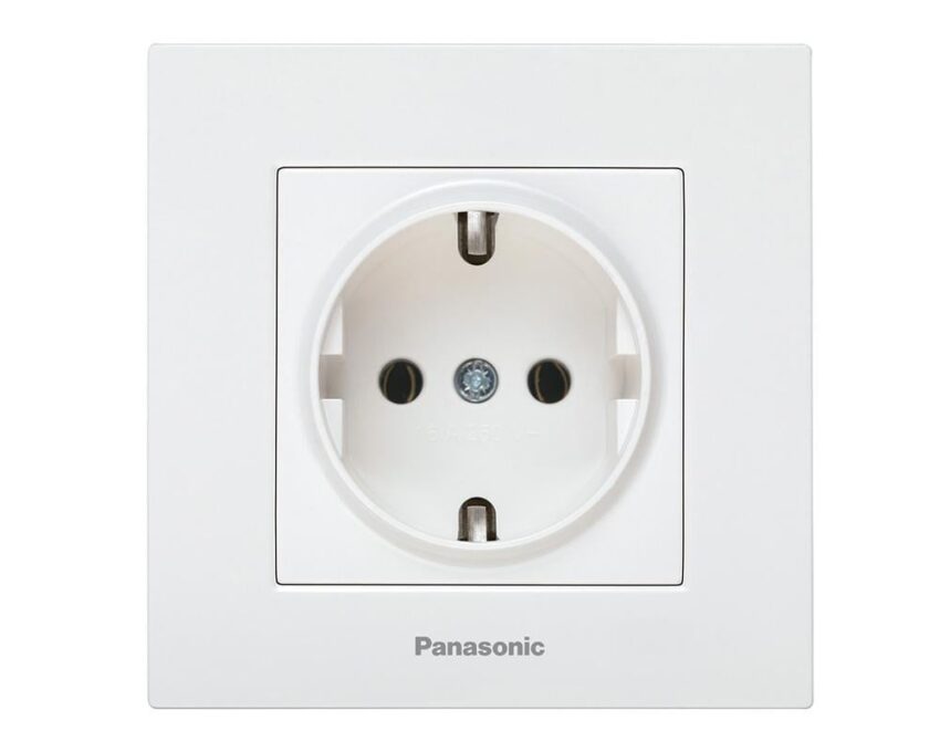 Priza simpla SCHUKO, monobloc, 250V 16A, montaj incastrat, alb, IP20, Karre Plus Panasonic P-KPS 1 Priza simpla SCHUKO, monobloc, 250V 16A, montaj incastrat, alb, IP20, Karre Plus Panasonic P-KPS