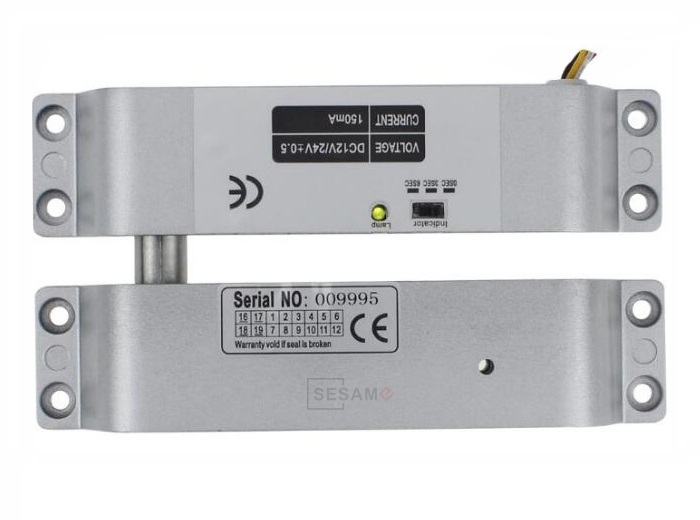 Bolt electromagnetic 1000kg, 12 sau 24V, temporizare 0, 3, 6s, pentru usi cu toc ingust, SB-150ST 1 Bolt electromagnetic 1000kg, 12 sau 24V, temporizare 0, 3, 6s, pentru usi cu toc ingust, SB-150ST