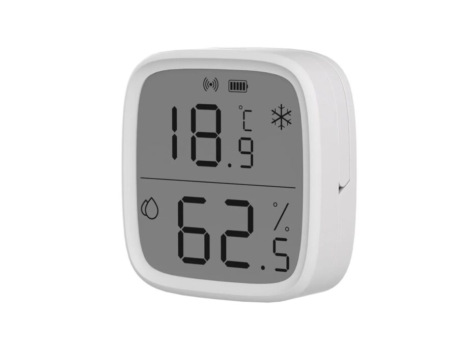 Senzor de temperatura si umiditate Sonoff SON-KIE-SNZB02D-ZB, Zigbee 3.0, display LCD, aplicatie mobila, baterie 3V CR2450