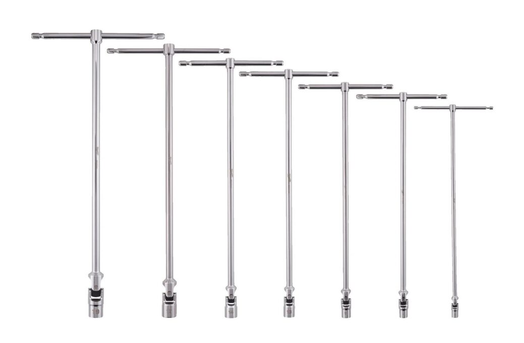 Set 7 chei cu maner T si cap pivotant Milwaukee, 8-19 mm,  tija fixa, 180 grade, 4932492674