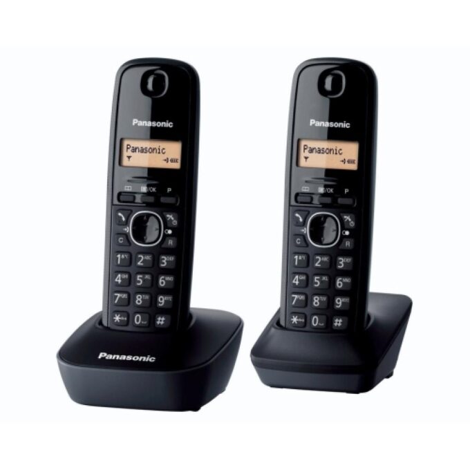 Set Panasonic DECT Twin KX-TG1612FXH, 2 receptoare, Caller ID, Negru 1 Set Panasonic DECT Twin KX-TG1612FXH, 2 receptoare, Caller ID, Negru