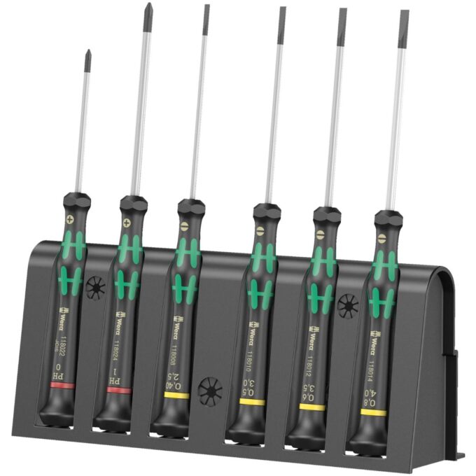 Set 6 surubelnite pentru aplicatii electronice de precizie Wera Kraftform Micro, suport inclus, 5118152001 1 Set 6 surubelnite pentru aplicatii electronice de precizie Wera Kraftform Micro, suport inclus, 5118152001