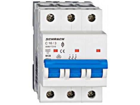 Siguranta automata tripolara C16A 6 kA SCHRACK AM617316 1 Siguranta automata tripolara C16A 6 kA SCHRACK AM617316