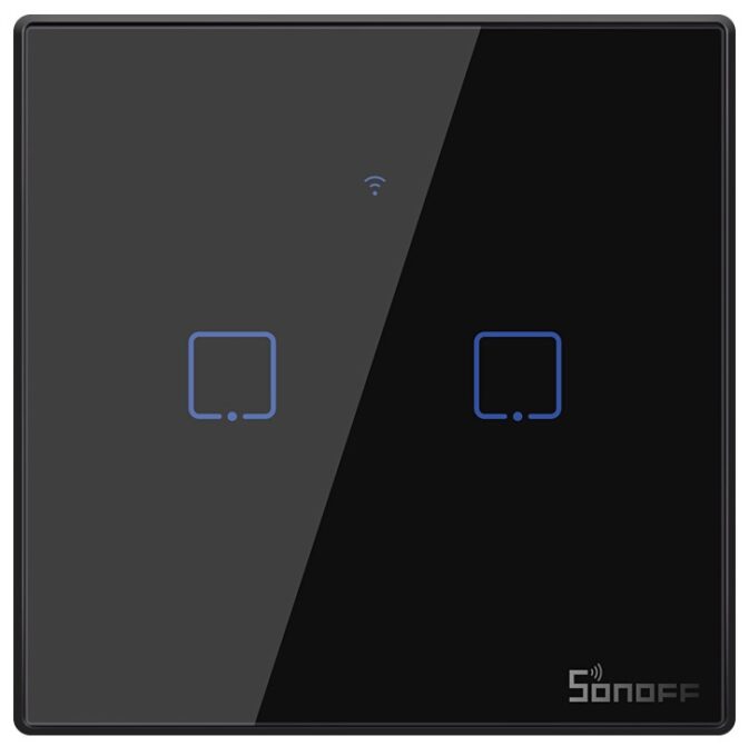 Intrerupator Wifi + RF incastrabil Negru 2 circuite SONOFF SONOFF-TXT3EU2C