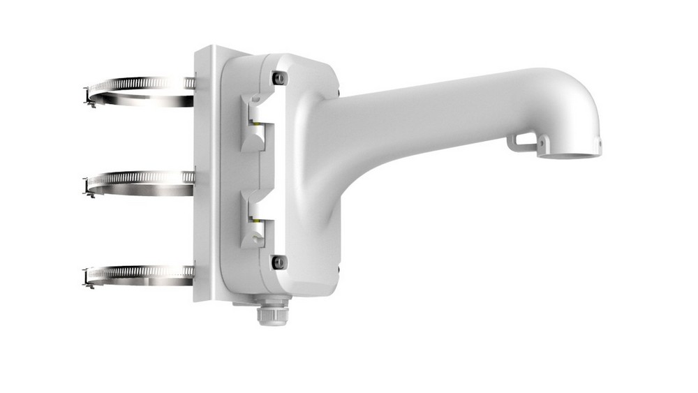 Suport de montare pe stalp vertical, pentru camere Hikvision Speed Dome, aliaj din aluminiu si otel, diametru stalp 67 la 127mm, Hikvision DS-1604ZJ-Pole