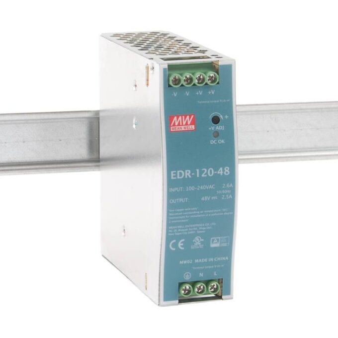 Sursa de alimentare montaj in sina DIN Mean Well EDR-120-48 48V/2.5A 1 Sursa de alimentare montaj in sina DIN Mean Well EDR-120-48 48V/2.5A