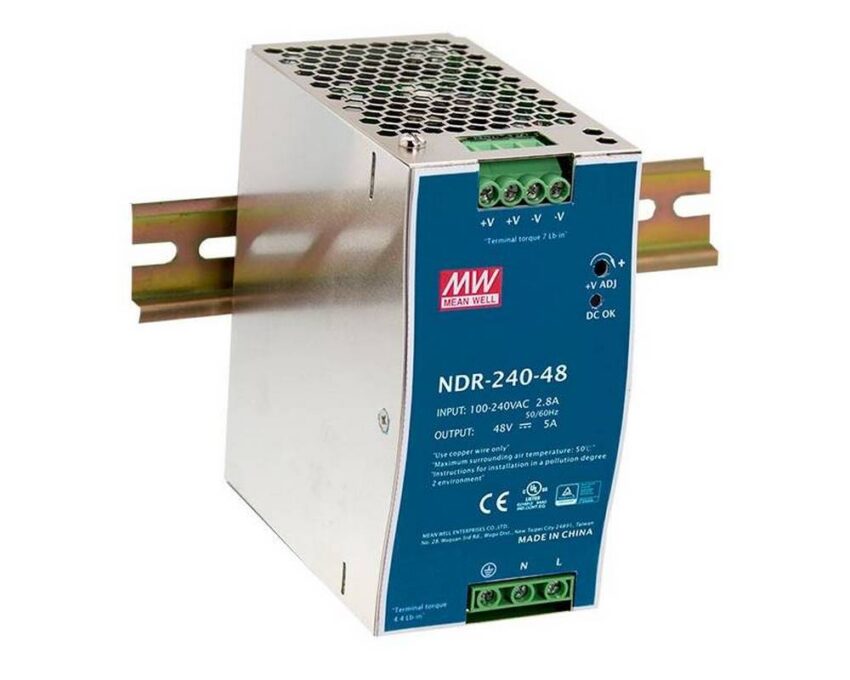 Sursa de alimentare 48V 5A, eficienta 90%, montaj pe sina DIN, Mean Well NDR-240-48 1 Sursa de alimentare 48V 5A, eficienta 90%, montaj pe sina DIN, Mean Well NDR-240-48