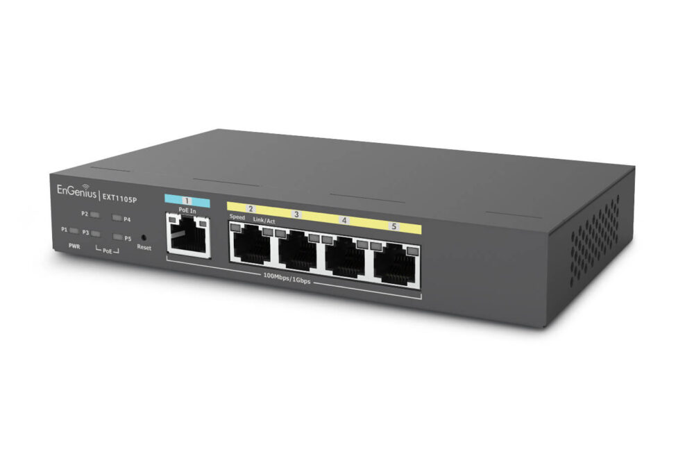 Switch Extender PoE, 4x GE PoE, 1x GE PD, cu management, EnGenius EXT1105P