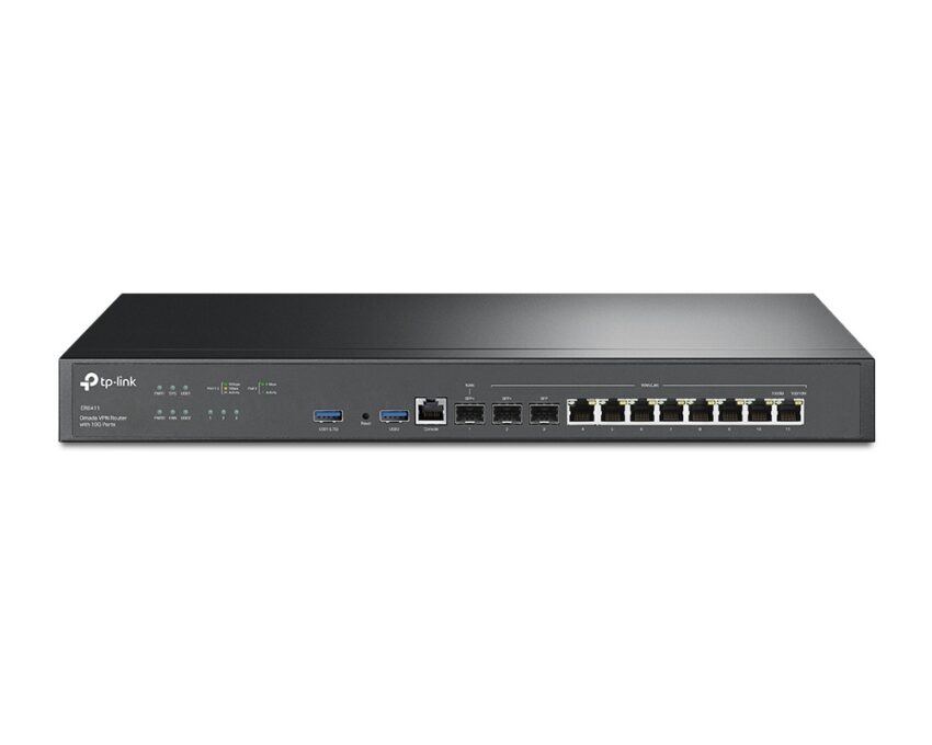 Router 12 porturi, 3x 10G SFP+, 8x WAN/LAN GB RJ45, management centralizat Omada, sursa dubla de alimentare, Tp-Link, ER8411 1 Router 12 porturi, 3x 10G SFP+, 8x WAN/LAN GB RJ45, management centralizat Omada, sursa dubla de alimentare, Tp-Link, ER8411