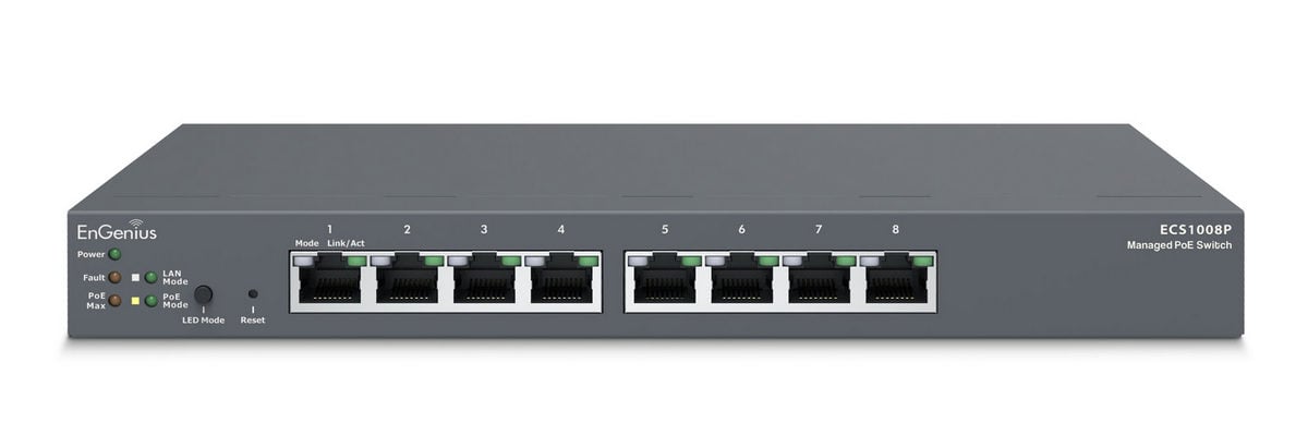 Switch 8 porturi Gigabit PoE+, 55W buget PoE, cu management, EnGenius ECS1008P
