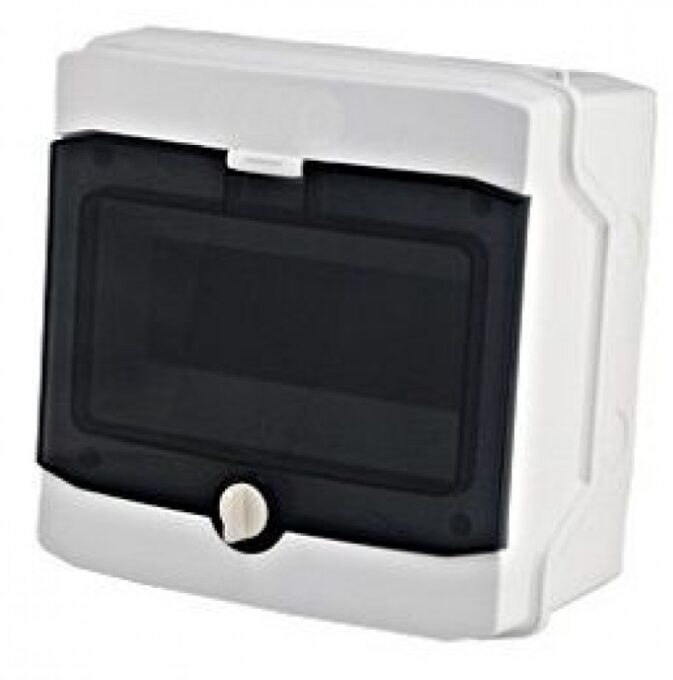 Cofret / panou pentru distributie sigurante, de exterior, IP65, 1 rand de 8 module, Schrack BK080201